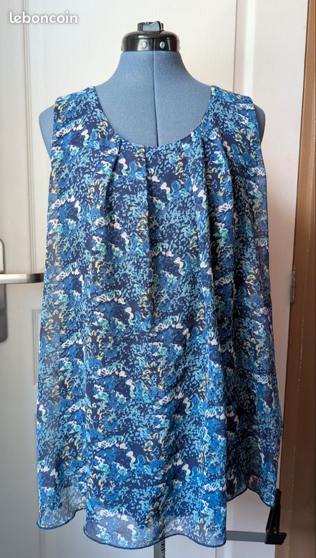 Blouse fluide La Fiancée du Mékong femme – Imprimé bleu – T 42 (image 2)