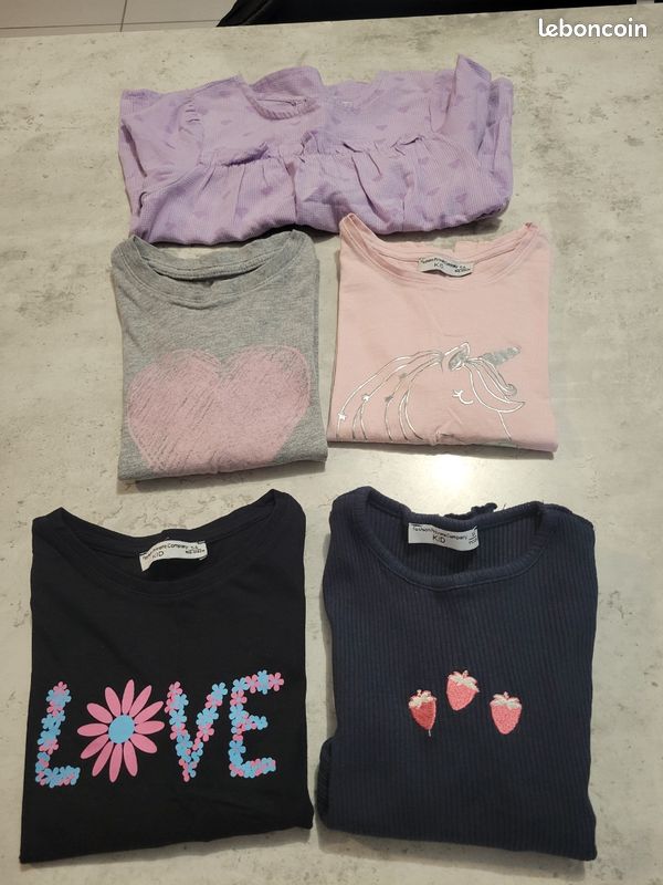 Lot 5 t-shirts fille 5 ans (image 1)