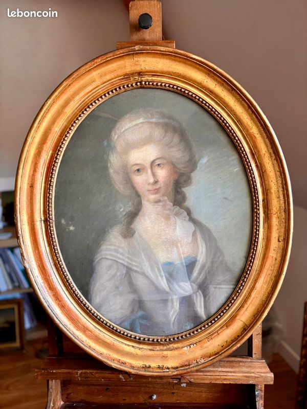Portrait pastel Ecole française 18ème siècle Antiquités