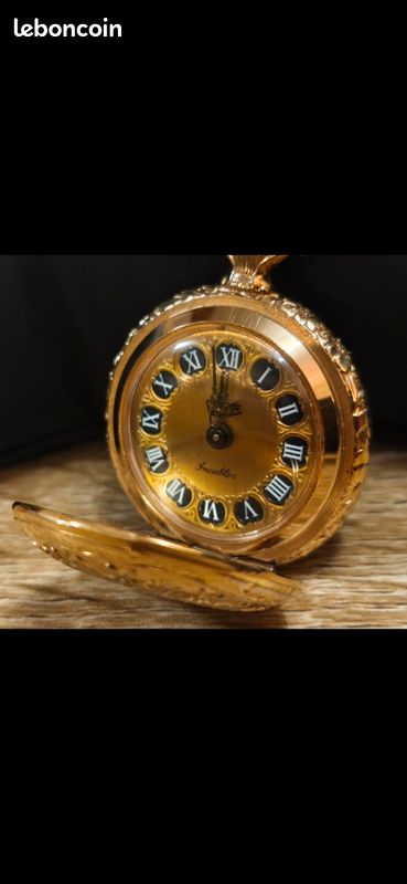 Montre Gousset Vintage YEMA - Cadran Savonnette Plaqué Or - Avec Chaîne - Fonctionne