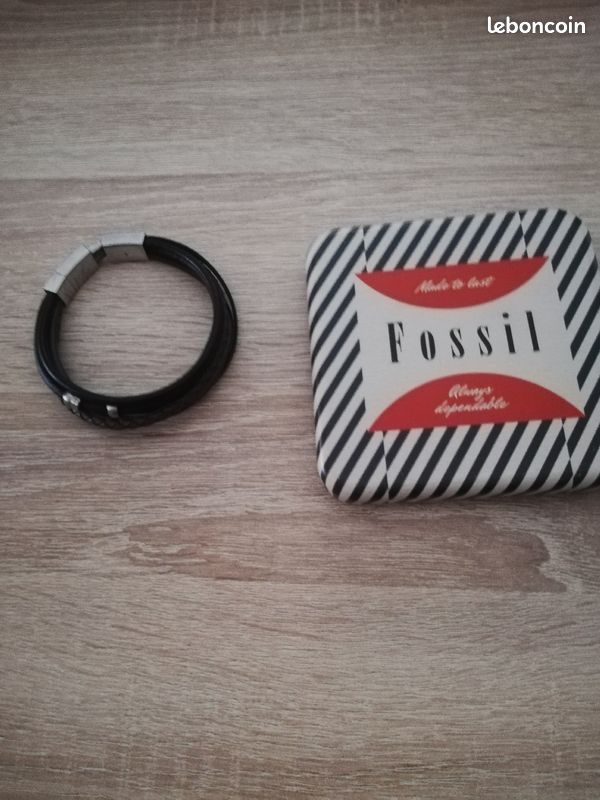 Bracelet fossil homme en cuir (image 1)
