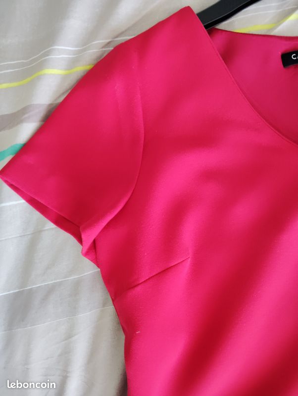 Robe Caroll Rouge - Taille 38 - Manches Courtes, Doublée - Occasion Très Bon état