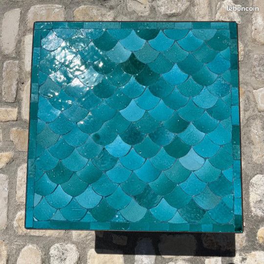 Table Basse - Zellige - Ecaille - Vert Siam - 50x50cm - Hauteur 43cm (image 2)