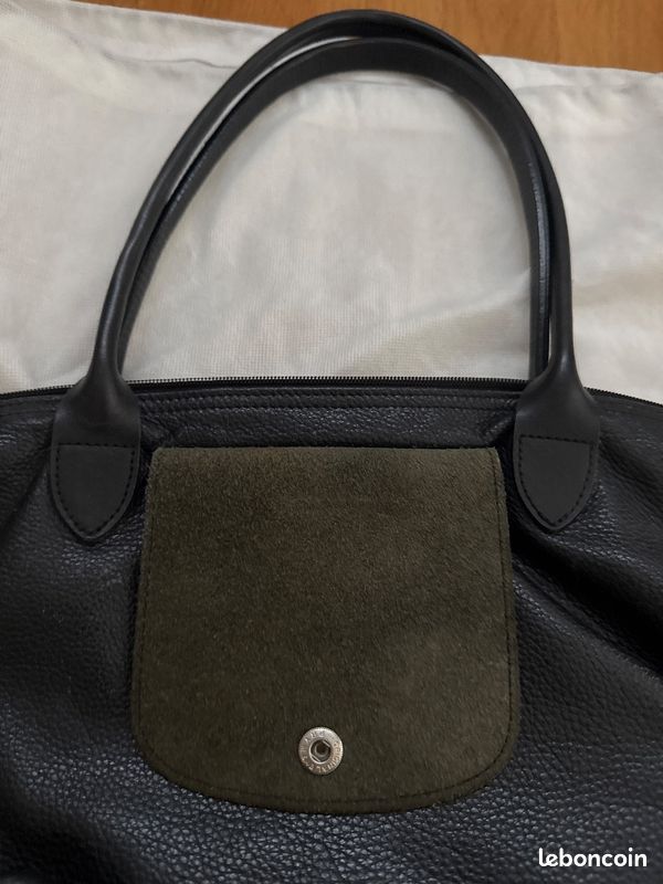 Sac Longchamp Le Pliage Cuir noir authentique - Tres bon etat avec pochette (image 4)