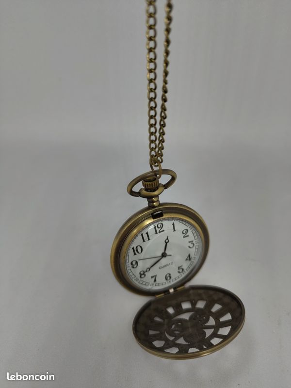 Montre de Poche Vintage Homme à Quartz avec Motif Rétro Engrenages