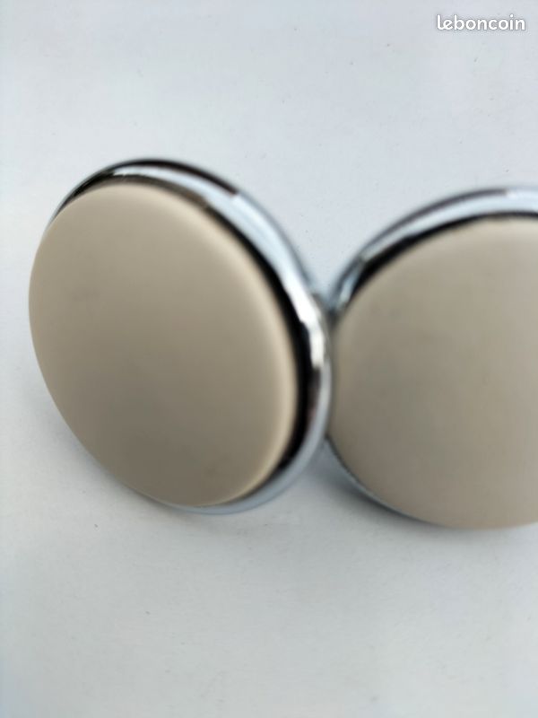 Poignées/boutons de meubles lots de 2 en acier chromé lourd couleur beige crème (image 5)
