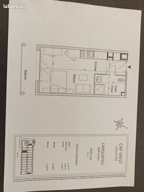 Appartement 1 pièce 27 m² · à Carquefou · 27 m² · 70 000 €