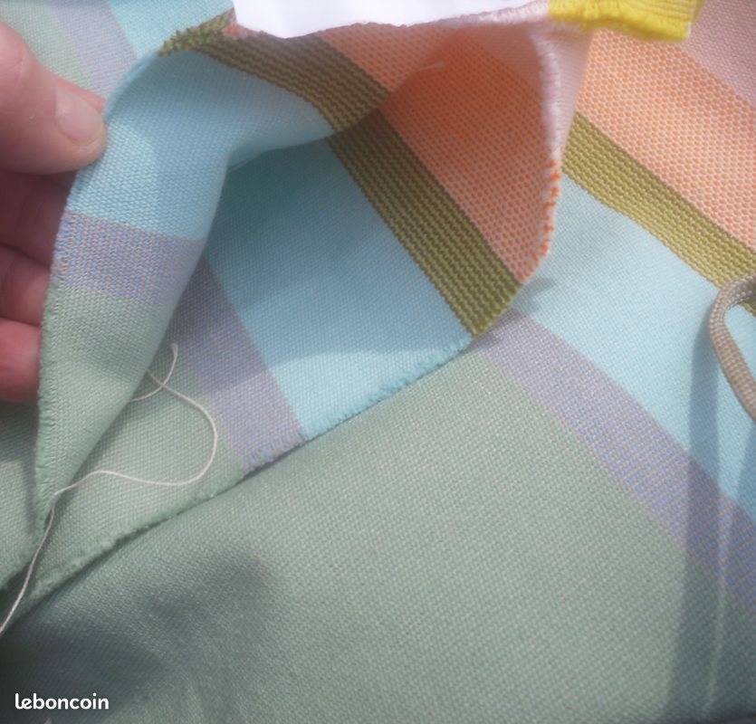 GRAND coupon tissu coton mélangé rayé bayadère largeur 160 cm , (image 4)