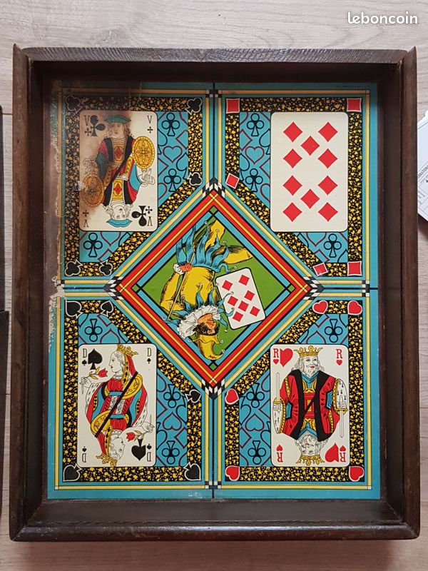 Ancien Jeu Nain Jaune – Boîte Bois, Jetons & Cartes – Jouet Vintage Complet