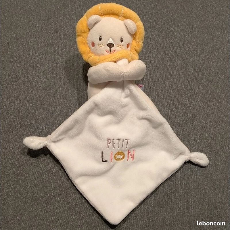 Doudou sucre d'orge petit lion creme beige orange (image 1)