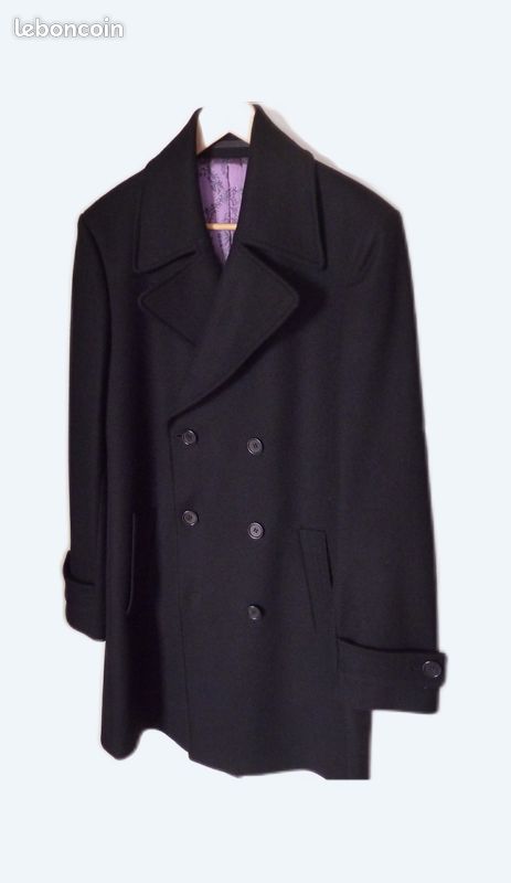 Manteau noir homme, laine et cachemire, état neuf de chez Burton (image 1)
