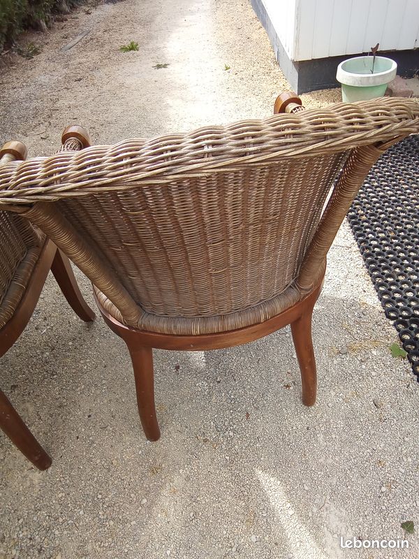 2 ancien fauteuil osier et bois (image 8)