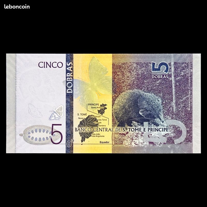 Billet de banque 2020 Sao Tomé-et-Principe 5 Dobras (422) UNC Neuf (image 2)