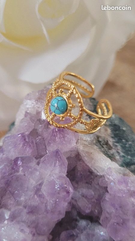 Bague doré pierre turquoise (image 1)