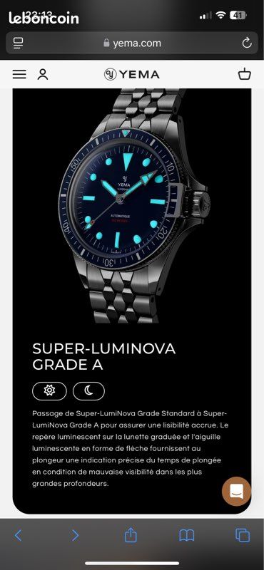 Montre Yema Superman 500 Mysterious Blue YSUP22B39 bracelet Scales
