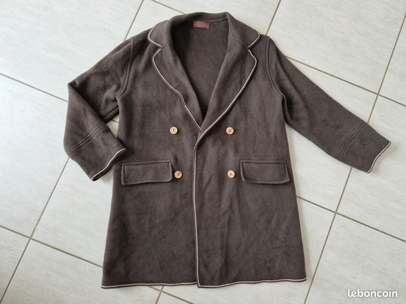 Manteau Devernois Taille 42 Gris - Laine, Style College, Occasion Très Bon état