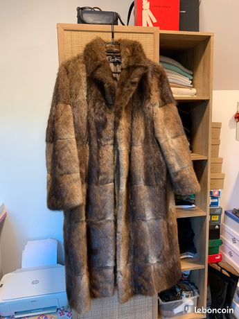 Manteau En Fourrure Vintage Perlstein - Taille S-M - Marron - État Très Bon
