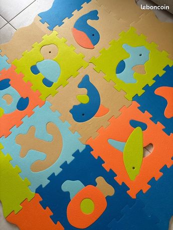 Relaxdays Tapis De Jeu Puzzle 4x4 Avec Bordures – Formes Et Animaux, Mousse EVA Sans Substances Nocives