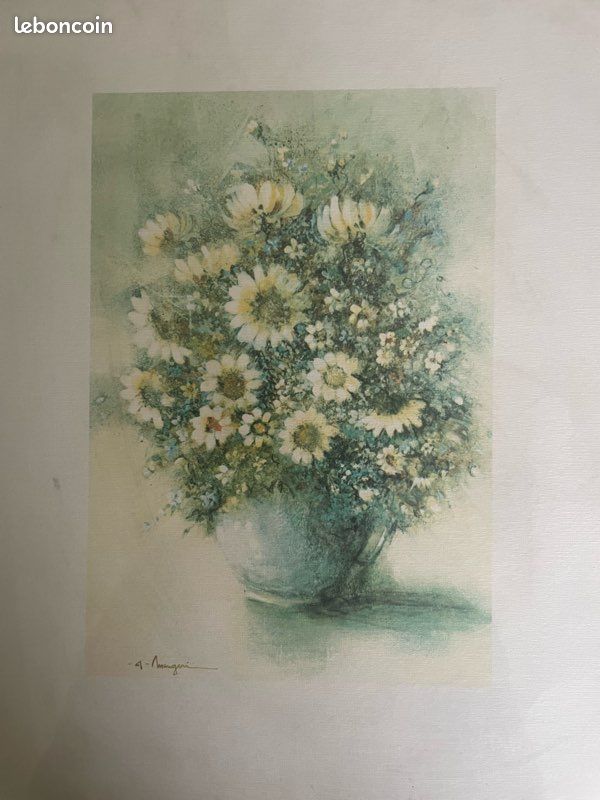 Reproduction encadrée bouquet de fleurs style vintage - 26,5 x 32,5 cm (image 3)