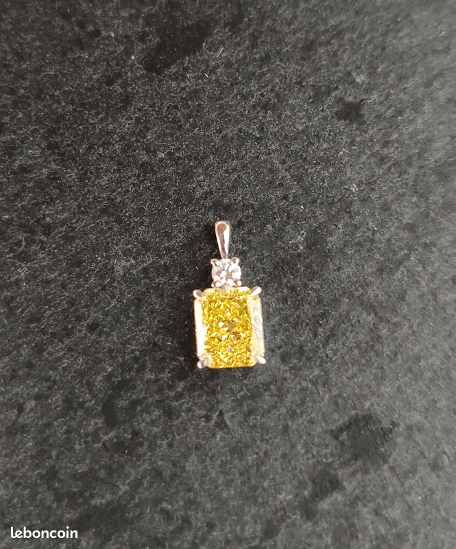 Pendentif diamond de laboratoire jaune 1 carat (image 1)