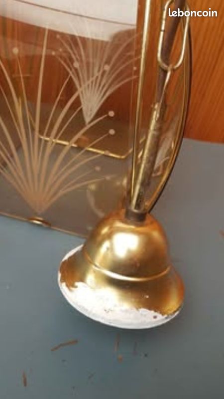 Lot 2 lustres vintage métal doré et verre fumé (image 4)