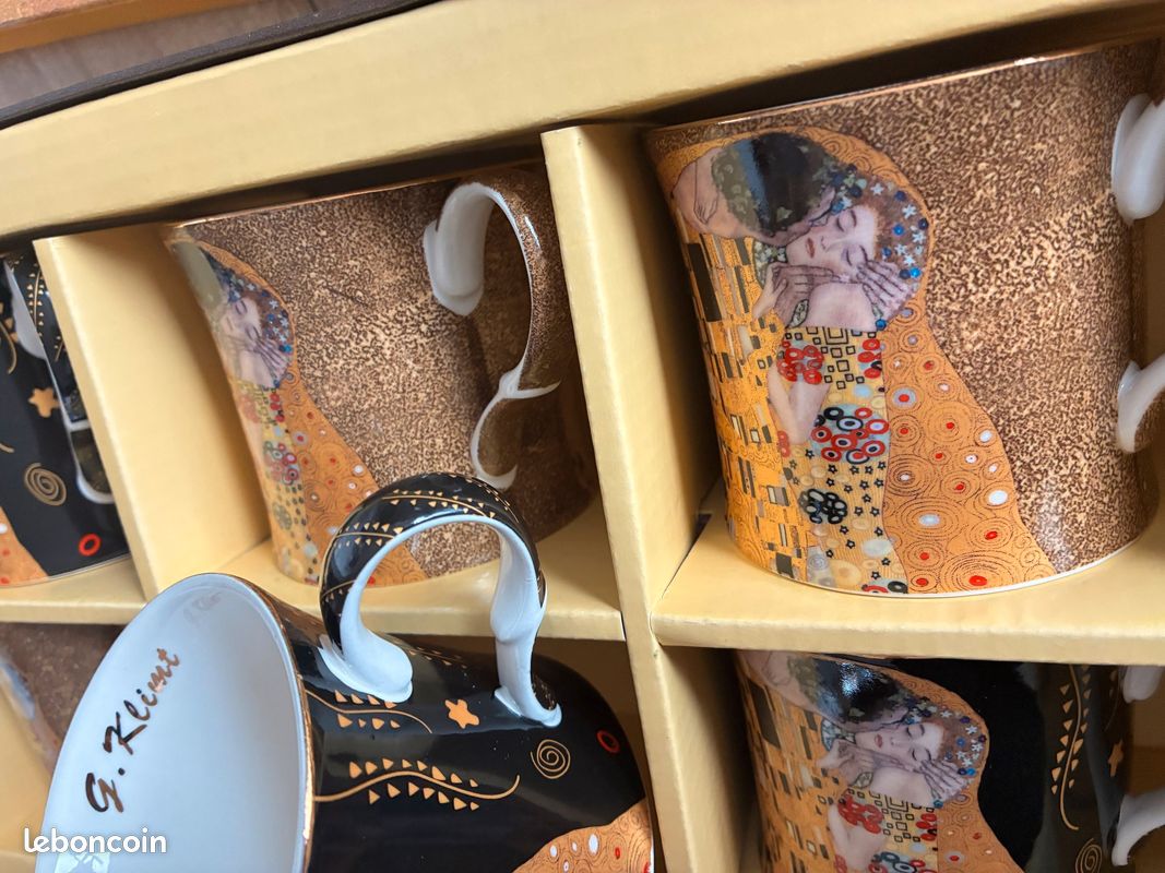 LOT DE 2 Tasses à Café Visages Bonhommes - Vintage en Grès Gris clin d