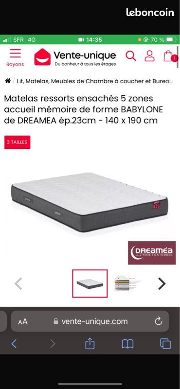 Matelas 140/190 dreamea (image 1)