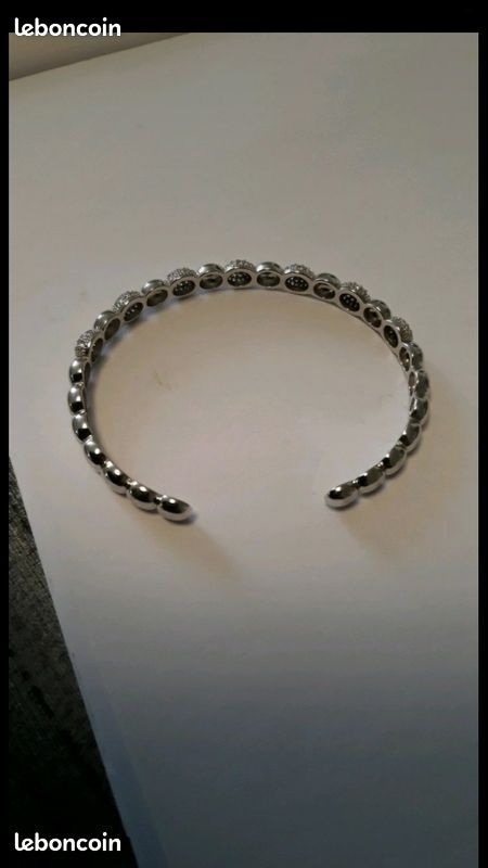 Bracelet jonc ouvert argent 925 zirconium Maty Montres Bijoux