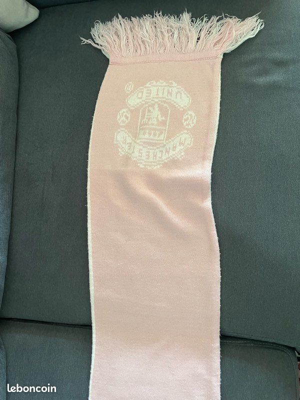 Écharpe Vintage Manchester United – Avant 2000 – Blanc Et Rouge – Fabriquée UK – Bon état