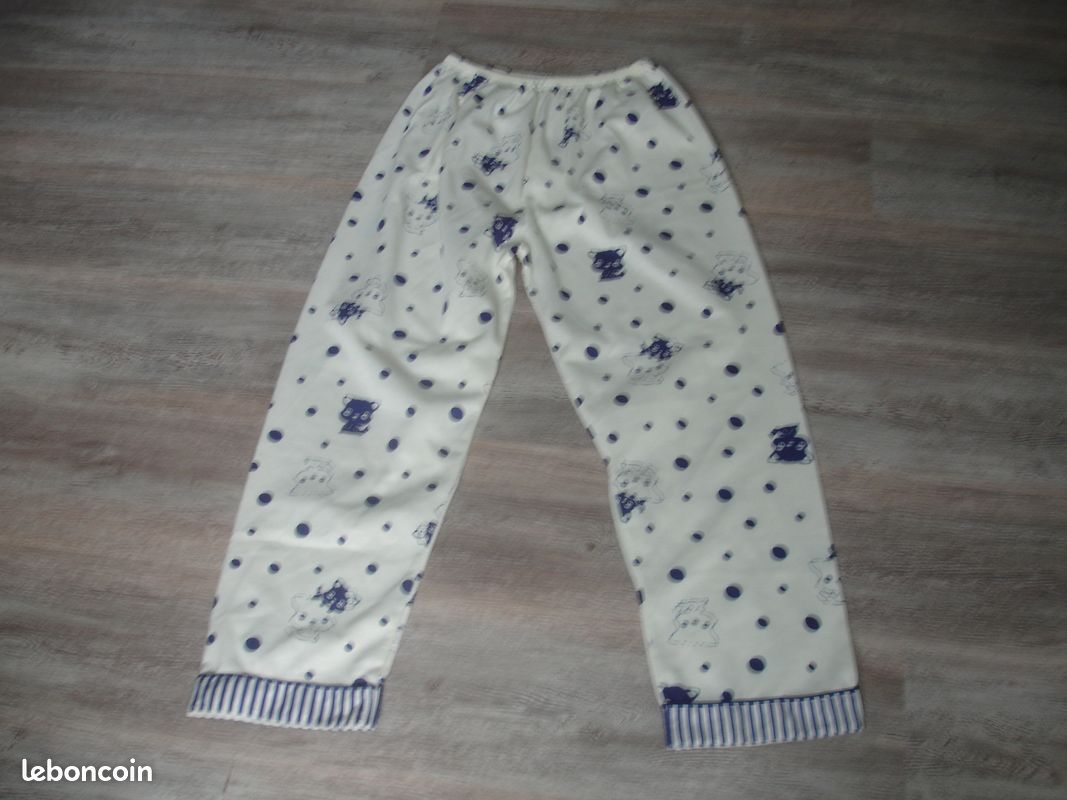 Pantalon pyjama femme blanc motifs marien neuf xl (image 1)