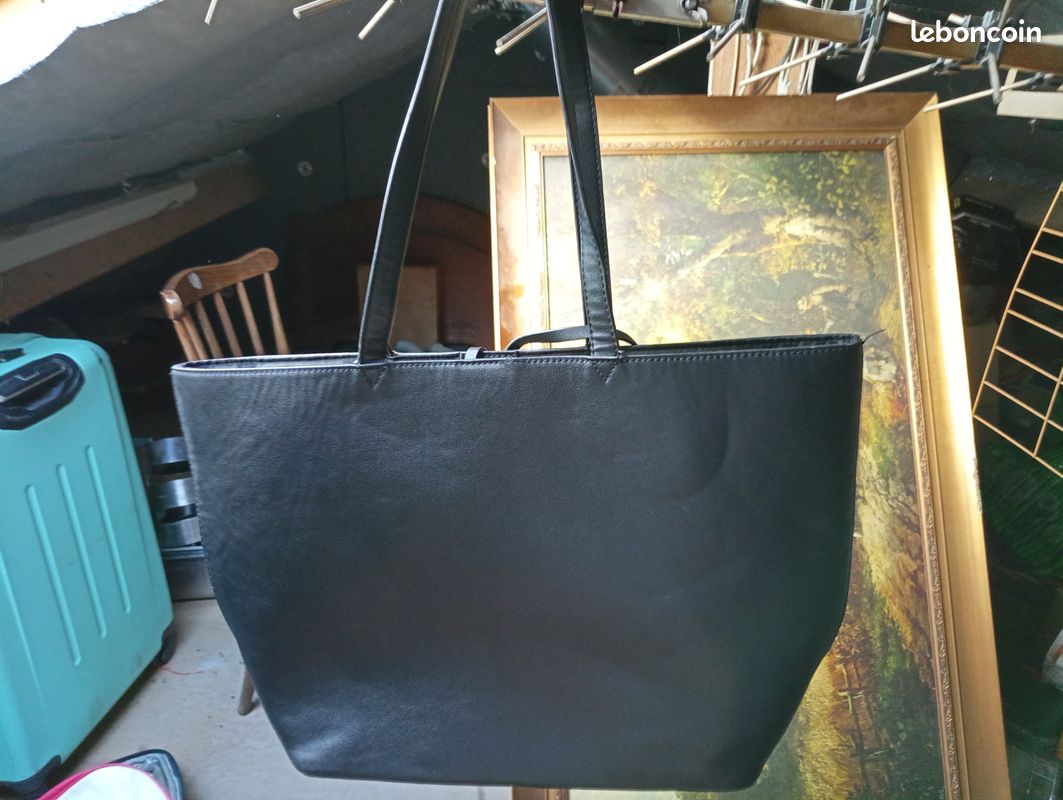 Q) Grand sac à main noir cuir Marque Anna Field EXEPTIONNEL état neuf (image 10)