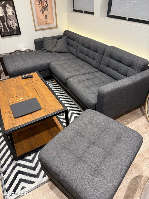 Canapé IKEA LANDSKRONA gris + repose-pieds – Excellent état (image 1)