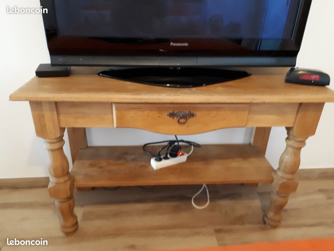Console & tiroir chêne massif état brut (image 1)