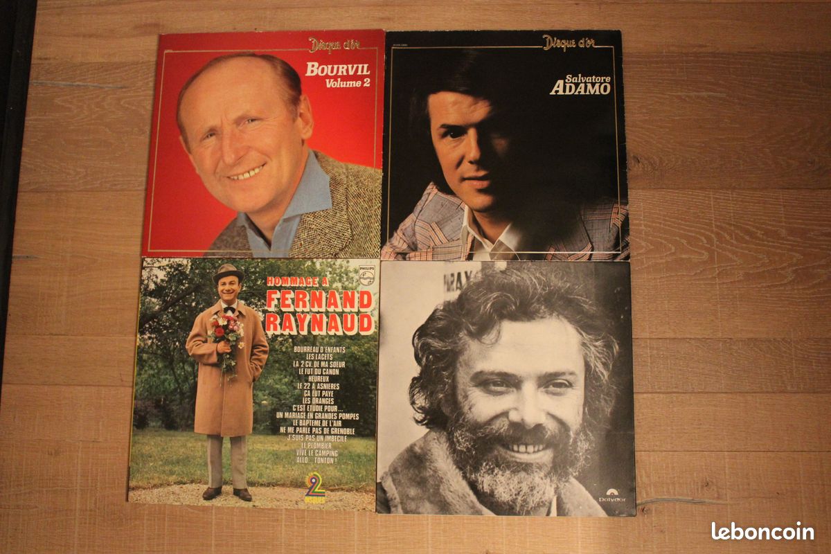 DISQUES Vinyl 33 T - Bourvil - Adamo - Moustaki - Raynaud- Chanson Française (image 1)