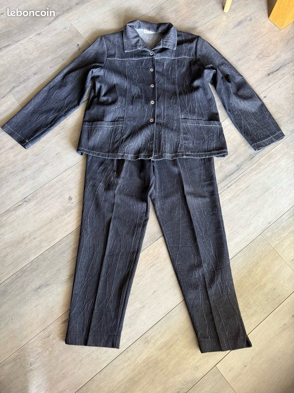 Ensemble veste pantalon taille élastique neuf 44 C&M Paris (image 14)