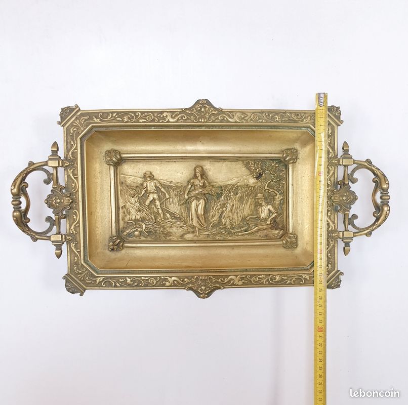 DEBUT Marcel (1865-1933) Plateau bronze Massif bas-relief Moisson Sculpture 1890 (image 8)