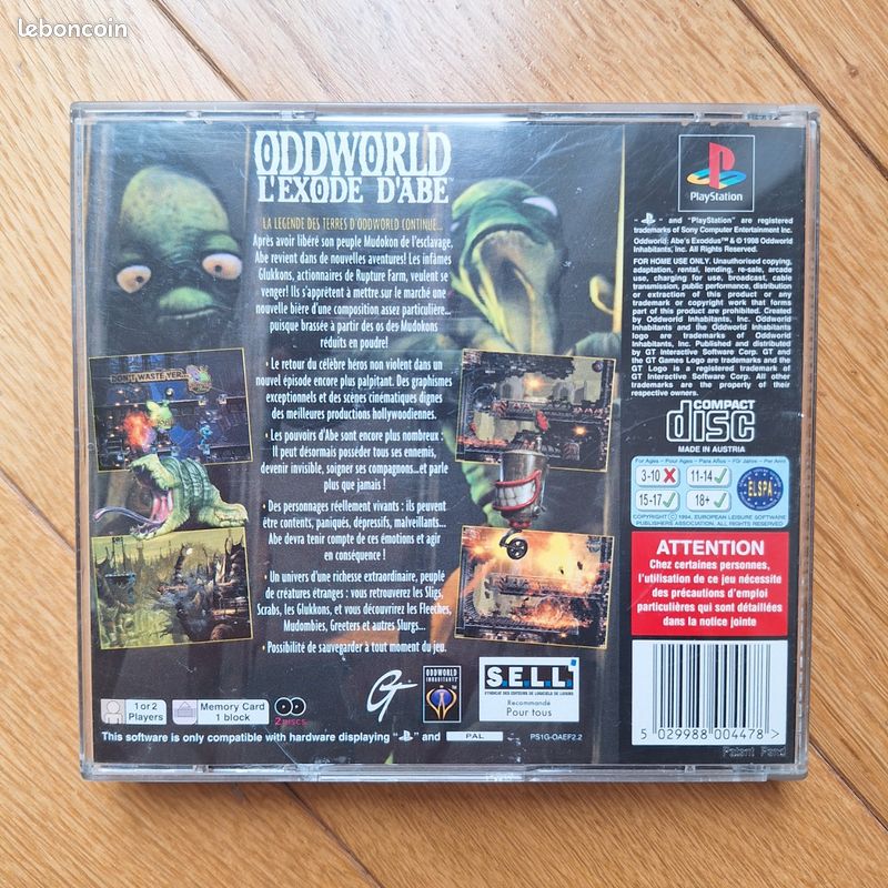 Boîte Avec Notice Oddworld Pour PlayStation 1 - Jeu Non Inclus, Bon état, Collector Rétro Gaming