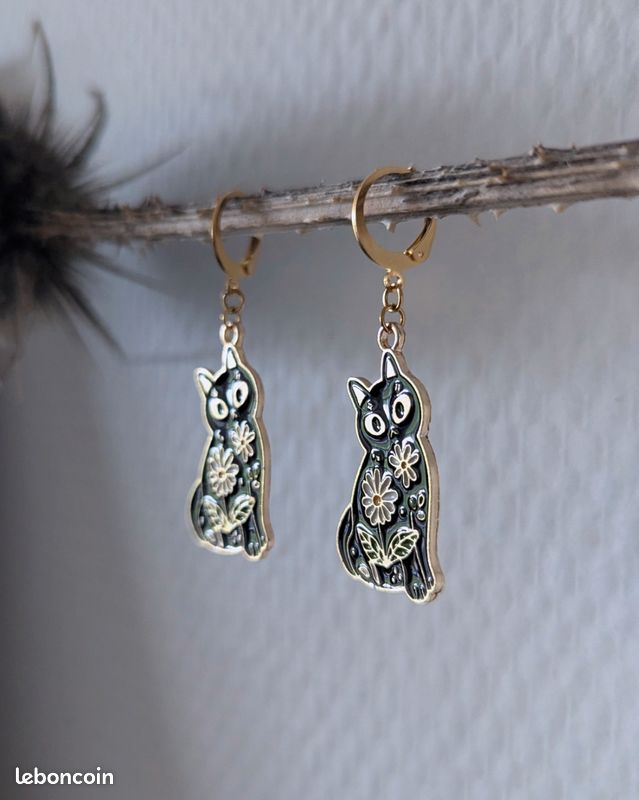 Boucles D'Oreilles Chat Noir Vintage – Acrylique Gothique Mignon Punk, Bijoux Animaliers Pour Femmes Et Filles