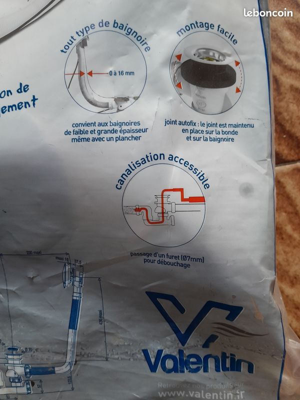 Vidage automatique à cable pour baignoire neuf (image 5)