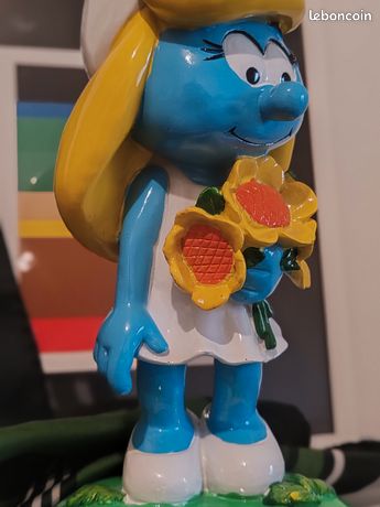 Ancienne Figurine Schtroumpf / Schlumpf Sur Socle, Avec Marguerite Schleich Imgx500 8520