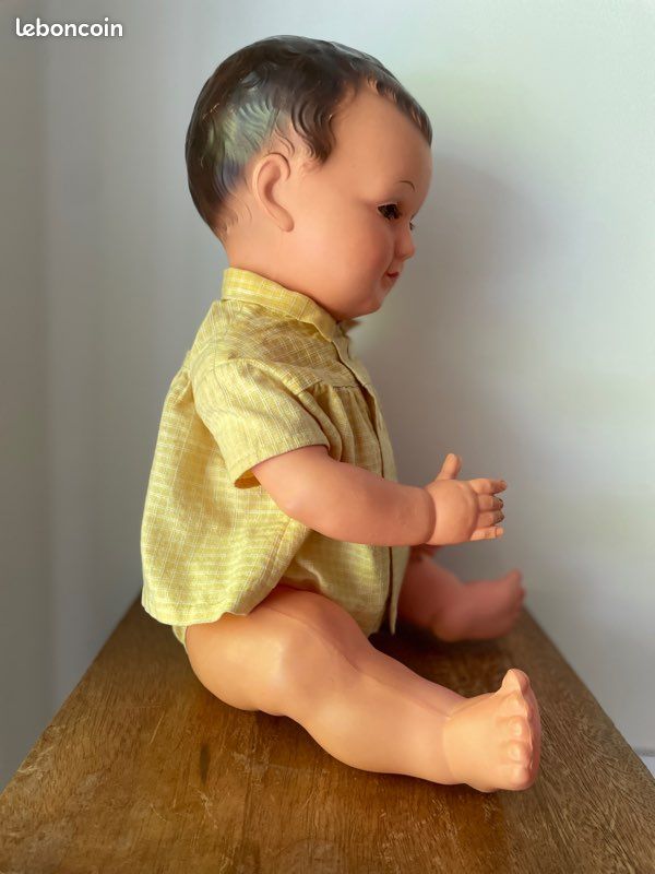 SUPERBE POUPÉE ANCIENNE PETIT COLIN INVINCIBLE EN CELLULOÏD DANS SA BOÎTE