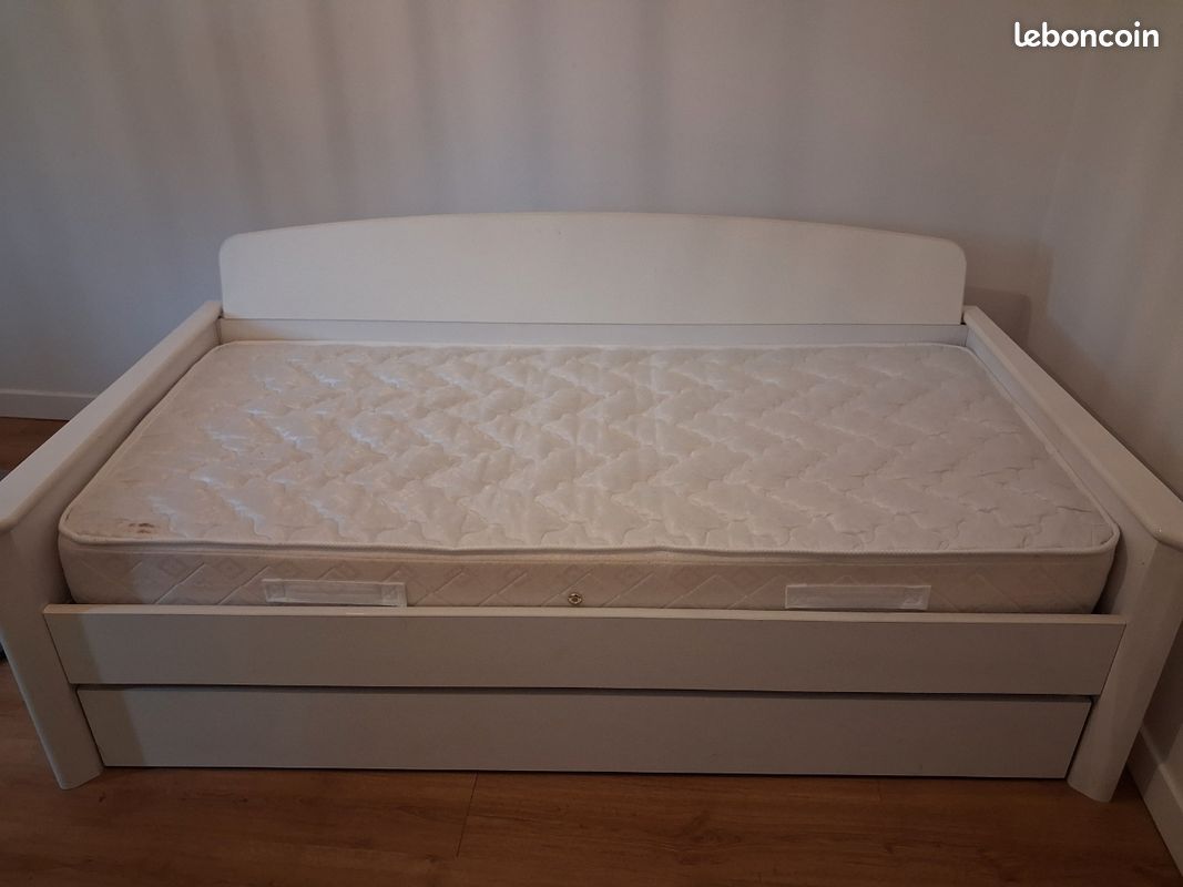 Lit gigogne blanc 90×190 (image 1)