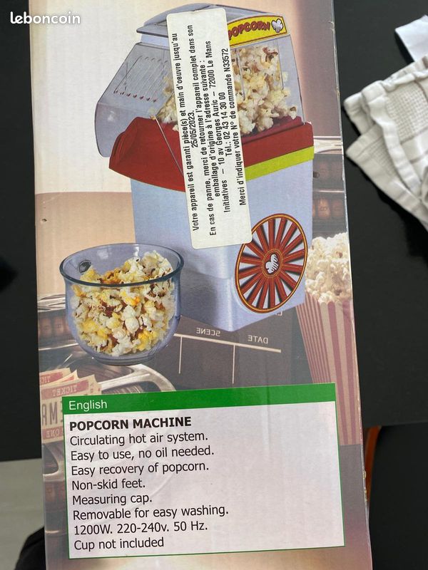 Machine à popcorn AKOR FineCook — NEUVE, jamais utilisée (image 2)