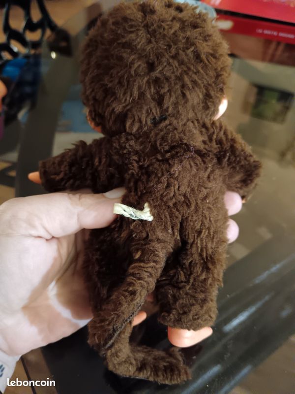 Peluche Singe KIKI LE VRAI AJENA Yeux Bleus Signé Sous Le Pied 30 C Vintage 3614402075749