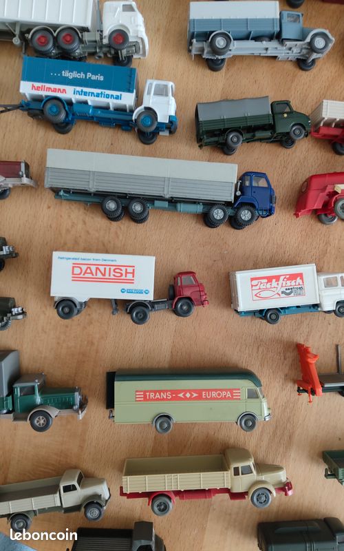 Lot 5 Camions Wiking + 1 Roco Échelle HO 1:87 – Collection De 6 Camions Transport Internationaux, Marques Wiking Et Roco, échelle HO 1:87, En Boîtes, Pièces Complètes (roues, Rétros), Modèles Réduits Pour Train Miniature Ou Diorama