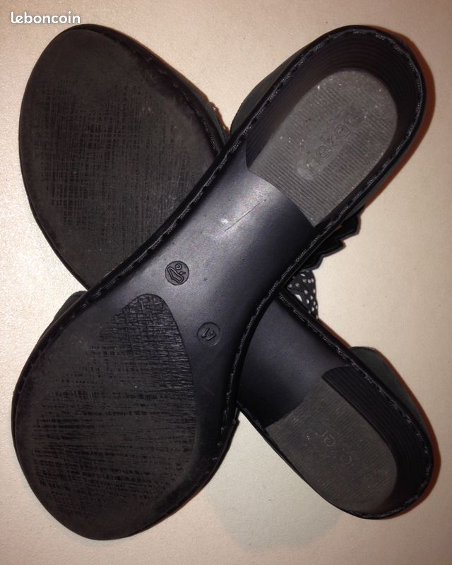 Sandales cuir noir avec strass RIEKER ANTISTRESS (image 2)