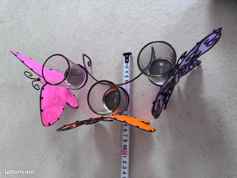 partylite trio de porte bougie bonheur de papillons neuf