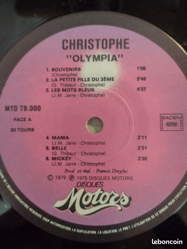 Disque vinyle double 33 t christophe (image 3)