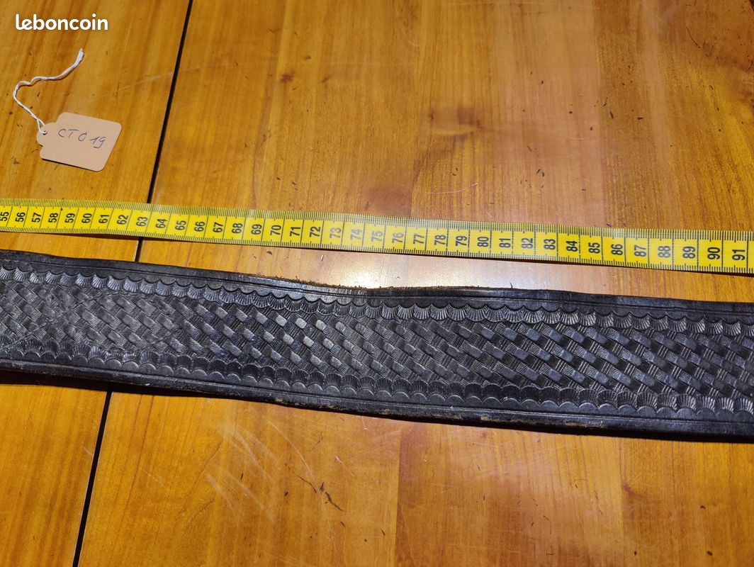 Ceinture US en cuir noir US basketwave 97 cm à 109 cm boucle argent * CT019 LAPD CHP CHIPS FBI NYPD POLICE US CHP44 (image 3)