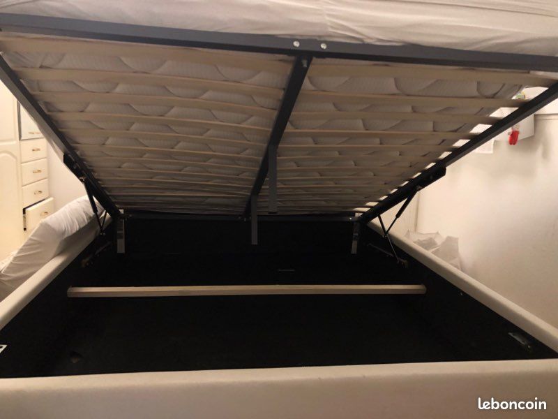 Lit coffre similicuir avec tête de lit 160x200cm et matelas (image 3)